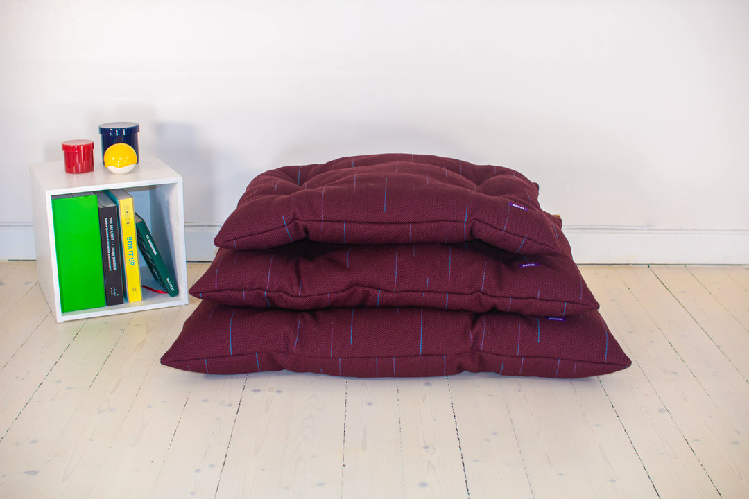 Purple wool dog bed