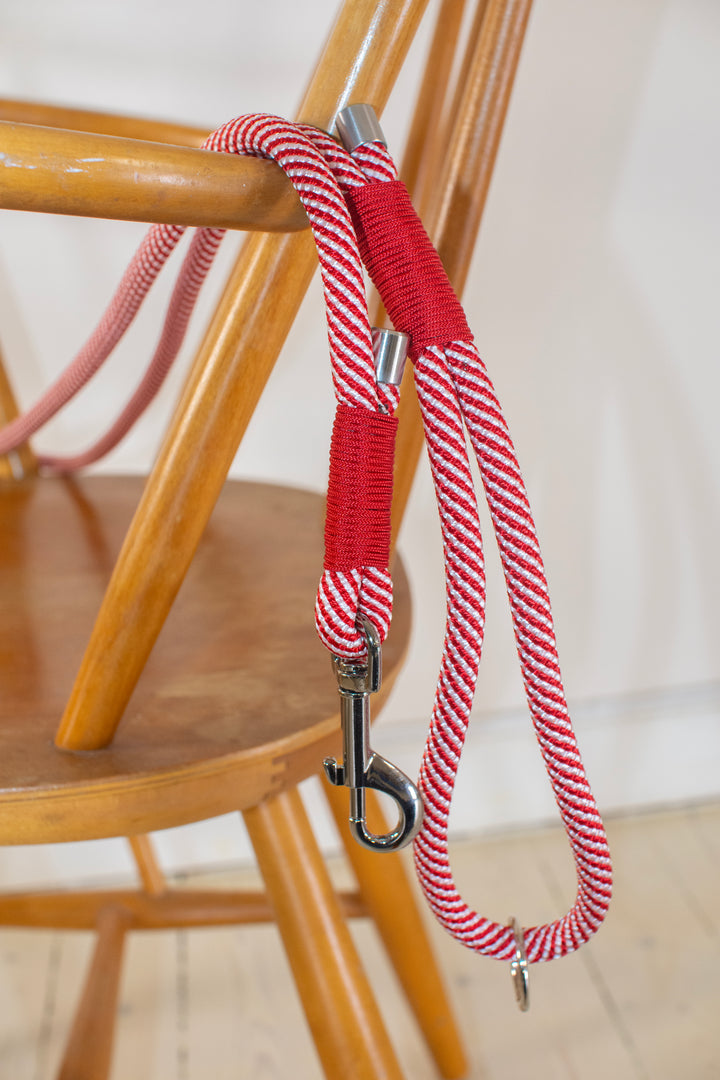 Red Stripe rope leash - 10mm